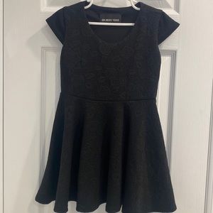 Un Deux Trois little girls dress. Black with black flower print.